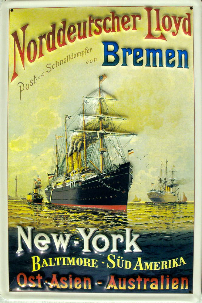 Norddeutscher Lloyd of Bremen was the primary means of